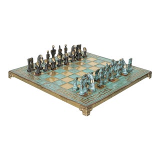 2000s Bronze Ancient Greek Motif Chess Set For Sale