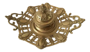 Vintage Brass Decorative Hollywood Regency Indian Raj Style Ink Well