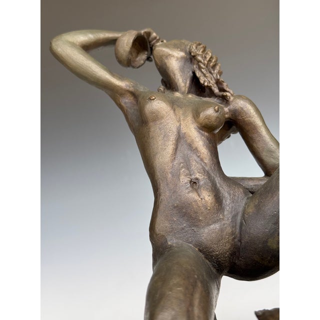 1970s Signed Issa K. Diop 1977 Nude African Woman Bronze Sculpture For Sale - Image 5 of 18