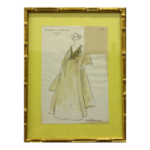 1980s Pierre Balmain Couture No. 415 Versailles Traditional Watercolor Painting