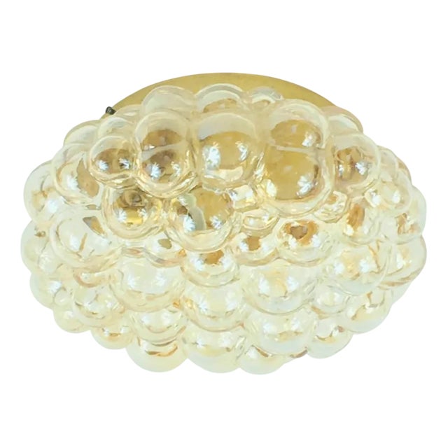 Mid-Century Amber Bubble Glass Flush Mount attributed to Helena Tynell for Limburg, 1960s For Sale