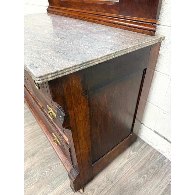 Antique Late 1800s Victorian Eastlake Marble Top Dresser Chest Dressing Stand For Sale - Image 17 of 18