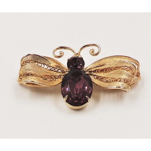 Vintage Signed Napier Faux-Topaz Fly Brooch For Sale In Philadelphia - Image 6 of 7