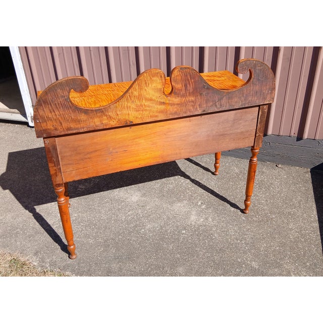 Antique Tiger Maple Dressing Table With 2 Drawers 1934 For Sale - Image 15 of 15