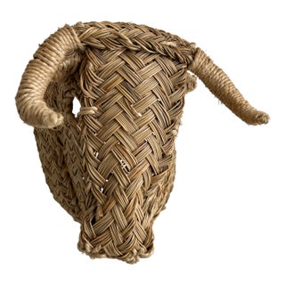 Late 20th Century Handmade Esparto Grass Wall Mount Bulls Head For Sale