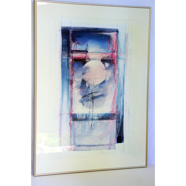 Abstract Abstract "Moonrise" Framed Mixed Media Artwork by Bruce Dow For Sale - Image 3 of 6