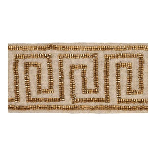 SAMPLE - Schumacher Delphi Beaded Tape In Gold On Natural For Sale