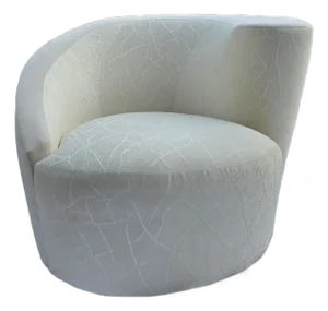 1960s Vladimir Kagan Style Weiman Nautilus Swivel Ivory Jacquard Chair