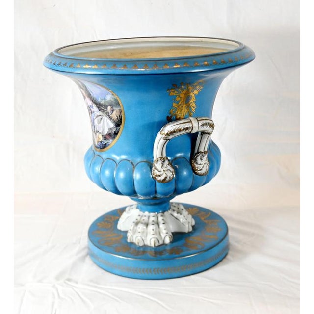 Sevres Style Porcelain Urns Vases, Set of 2 For Sale - Image 4 of 8