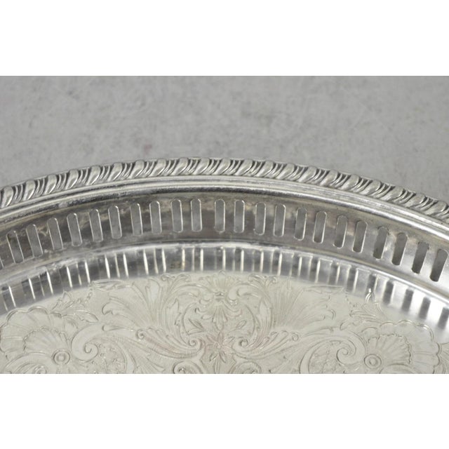 Vintage Eales Silver Plated Small Raised Gallery Oval Trinket Dish Bar Tray For Sale - Image 12 of 14