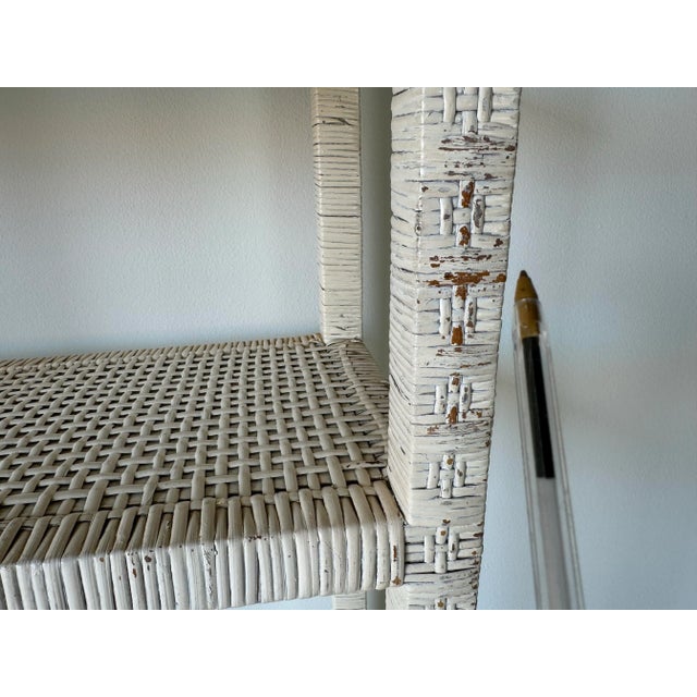 70's Vintage Coastal Wrapped Rattan Six - Tier Etagere For Sale - Image 9 of 12