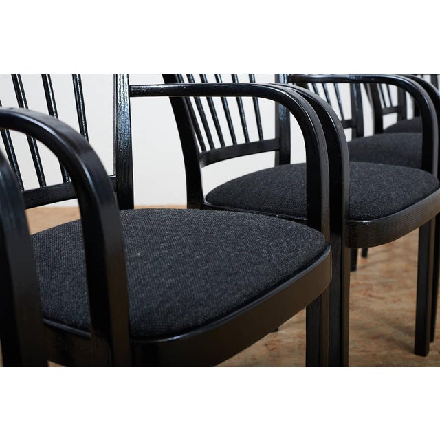Chair Set in Brushed and Black Lacquered from Horgen Glarus, 1960, Set of 6 For Sale - Image 5 of 10