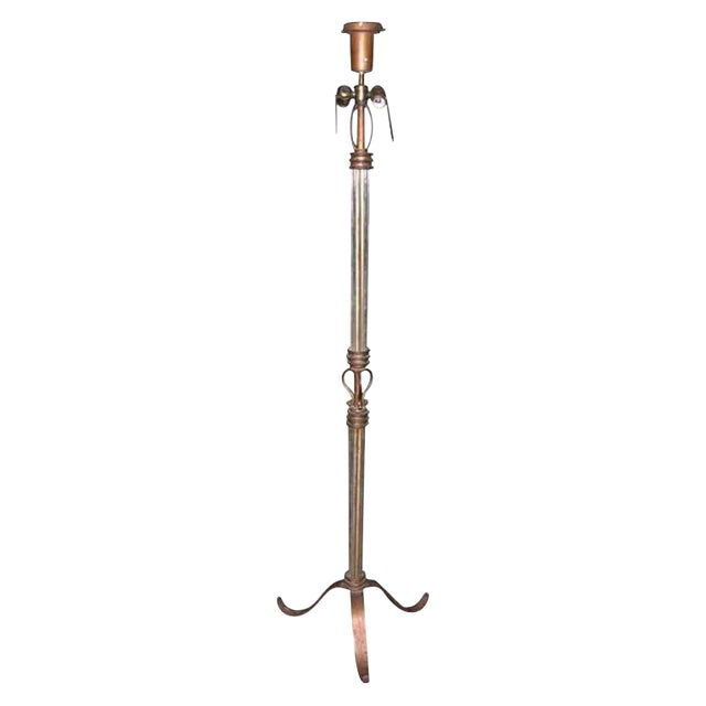 French Gilt Wrought Iron Floor Lamp For Sale