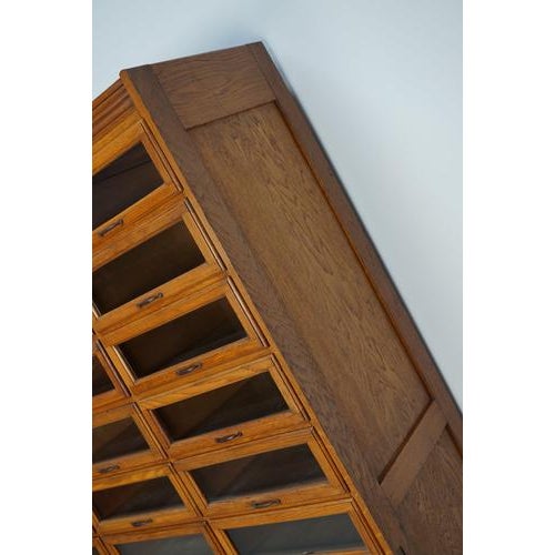 Large English Haberdashery Shop Cabinet with Glass Fronted Drawers, 1920s For Sale - Image 6 of 18