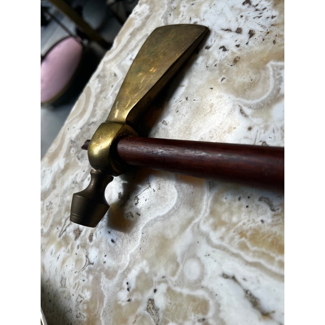 Wood 1970s Brass Mid Century Axe With Wooden Handle For Sale - Image 7 of 10