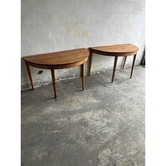 Demi-Lune Console Tables, 1800s, Set of 2 For Sale - Image 3 of 9