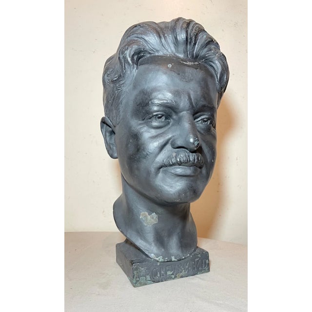 1920s Large 1925 Antique Nj Medical Doctor Jacob Polevski Bronze Statue Bust Sculpture For Sale - Image 5 of 16