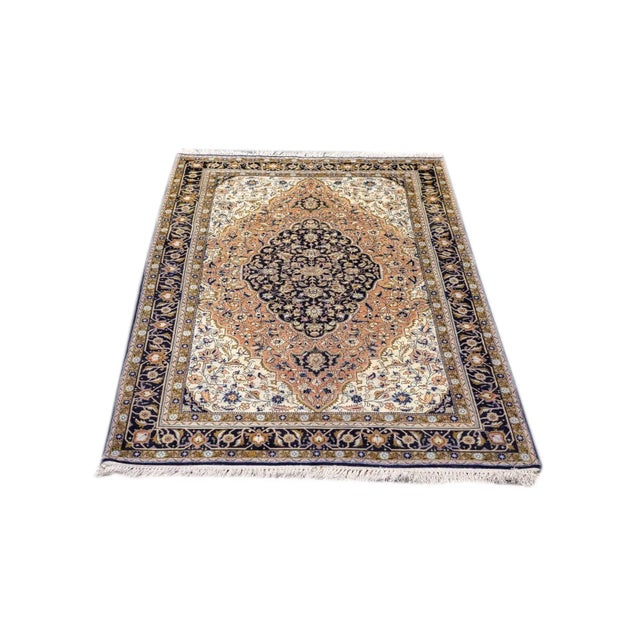 Textile 1970s Vintage Persian Qum Rug 3'6'' x 6' For Sale - Image 7 of 12