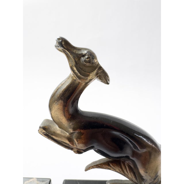Art Deco Pair of French Art Deco Leaping Antelope Bookends, Signed Tedd, C. 1930 For Sale - Image 3 of 18