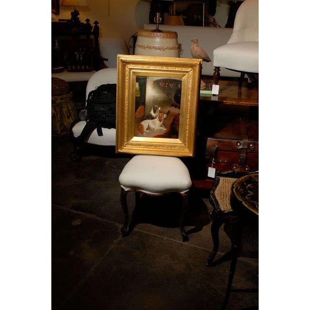 Wood 19th Century Oil Painting of Reclining Spaniels in Interior Signed by Armfield For Sale - Image 7 of 7