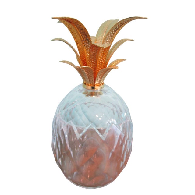 2010s Mario Luca Giusti Ananas Melissa Pineapple Gold Plated Leaves Synthetic Crystal Acrylic Retired For Sale - Image 5 of 10