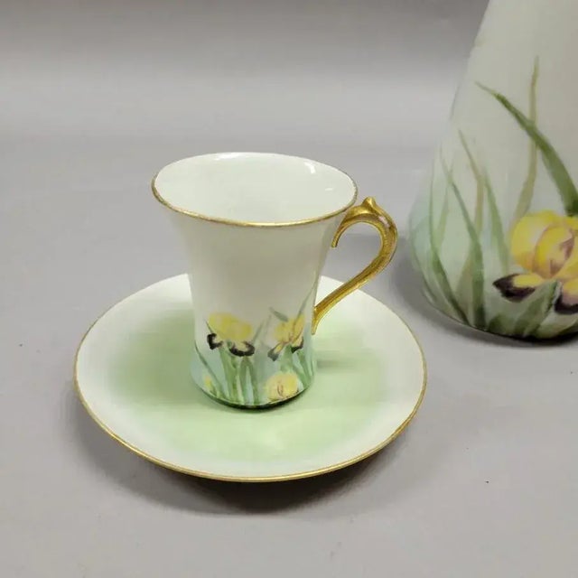 Art Nouveau French Limoges Iris Chocolate & Demitasse Service — Gda France, Circa 1910 For Sale In Raleigh - Image 6 of 8
