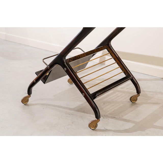 Italian Service Trolley with Magazine Rack, 1950s For Sale - Image 6 of 8