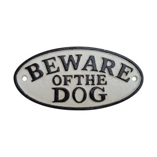 Cast Iron Beware of the Dog Sign For Sale