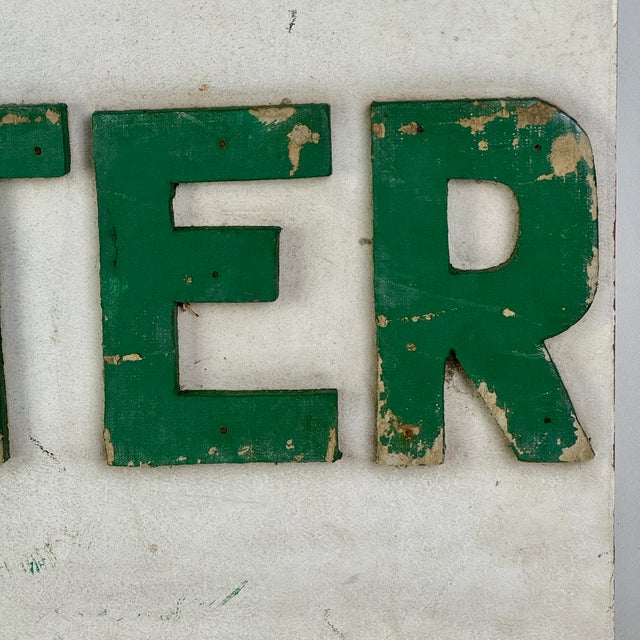 Vintage Large "Enter" Sign on Masonite With Raised Letters in Green Paint For Sale In New York - Image 6 of 9