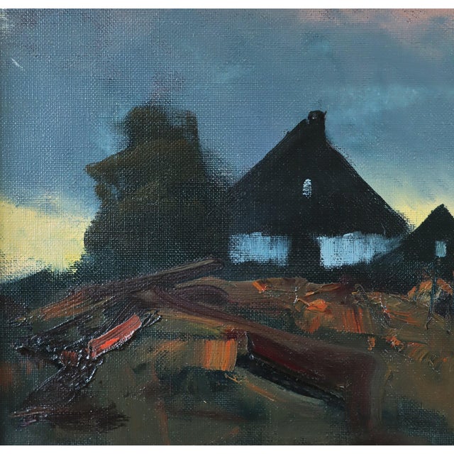 Mid-Century Modern 'Fading Light' Swedish Original Landscape Oil Painting, Framed For Sale - Image 10 of 11