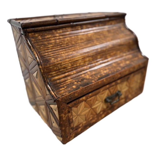 Vintage Bamboo Trinket Box For Sale