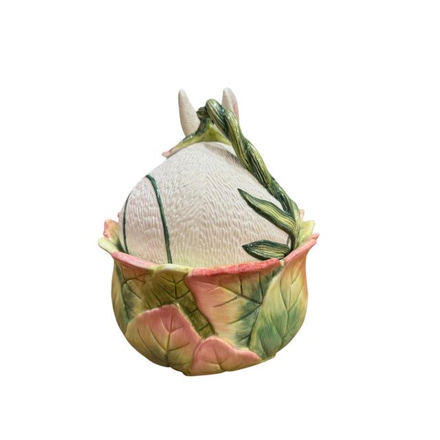 Figurative Rabbit Fitz & Floyd "Le Lapin" Large Oval Covered Vegetable Bowl For Sale - Image 3 of 10