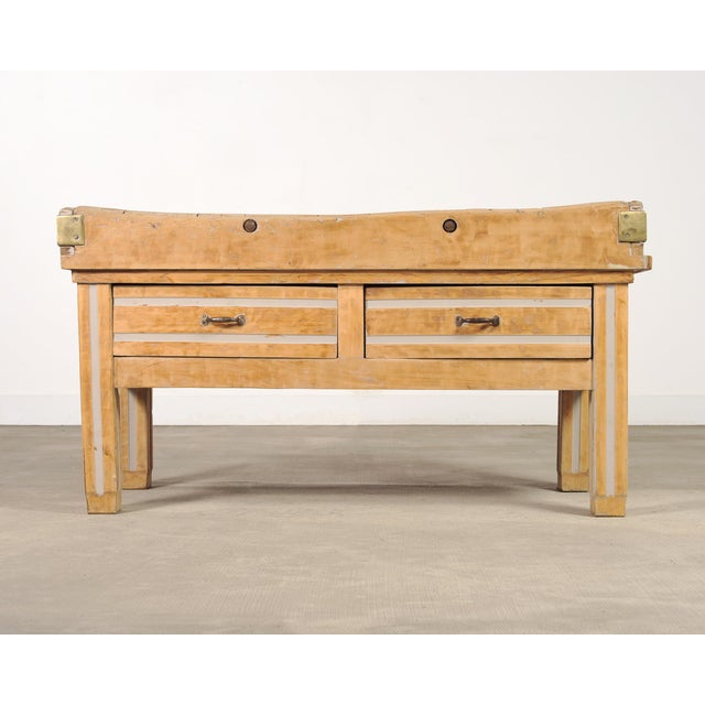Early 20th Century French Provincial Maple Butcher's Block Boucherie Worktable 5 Ft For Sale - Image 5 of 18