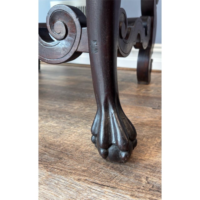 Antique Renaissance Revival Carved Walnut Throne Chair, Cowhide Seat For Sale - Image 16 of 17