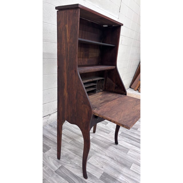 19th Century Antique 19th Century Primitive Country Secretary Desk and Bookcase For Sale - Image 5 of 10