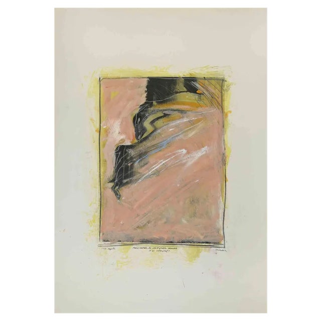 Sergio Barletta, Movement of a Lady while Being Photographed, Painting on Cardboard, 1991 For Sale