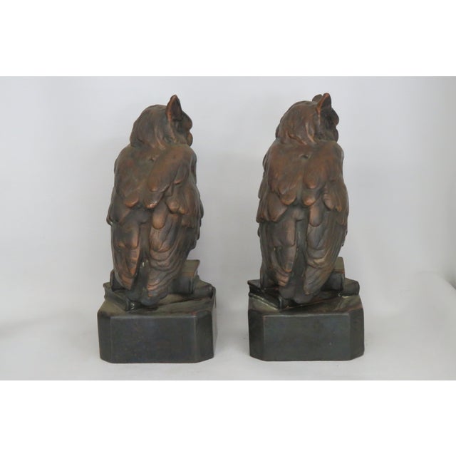 Owls Birds Standing on Books Sculpture Bookends a Pair 4679b For Sale - Image 9 of 15
