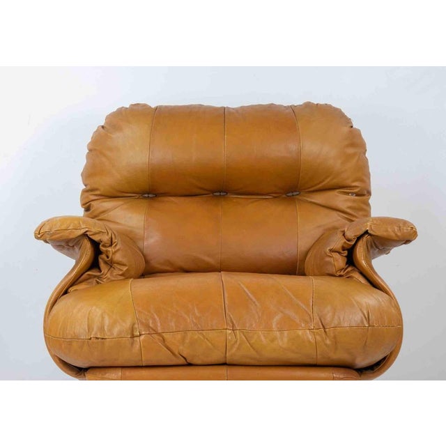Brown Vintage Leather Armchair by E. Cobianchi for INSA, Italy, 1970s For Sale - Image 8 of 10