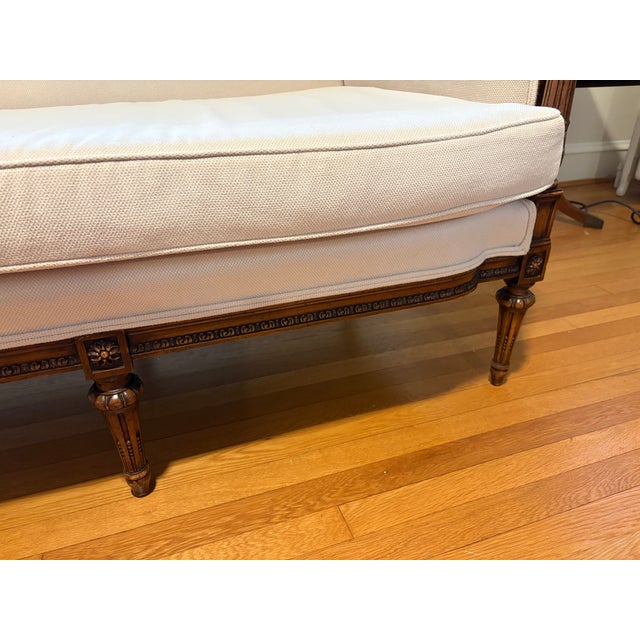 Vintage French Louis XVI-Style Carved Wood Settee/Sofa For Sale In Washington DC - Image 6 of 10