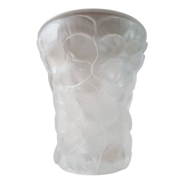 Art Deco Czech Pansy Glass Vase by Barolac, 1930s For Sale