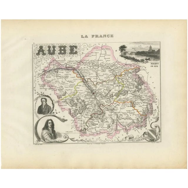 Map of Aube, Troyes and Champagne in France, 19th Century For Sale - Image 10 of 10