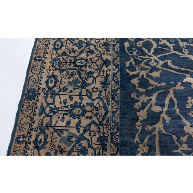 Fine Antique Indian Blue Handmade Wool Rug For Sale - Image 9 of 9
