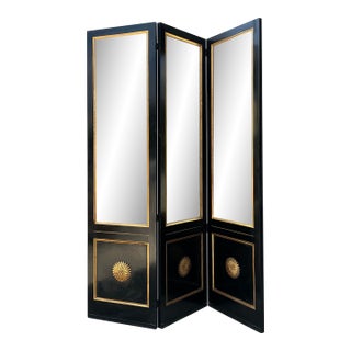 Vintage Neoclassical Gilt Tipped Folding Screen For Sale