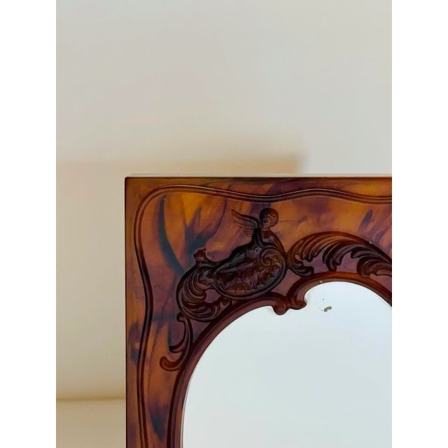 Hollywood Regency Vintage Marbled Scrollwork Small Mirror For Sale - Image 3 of 8