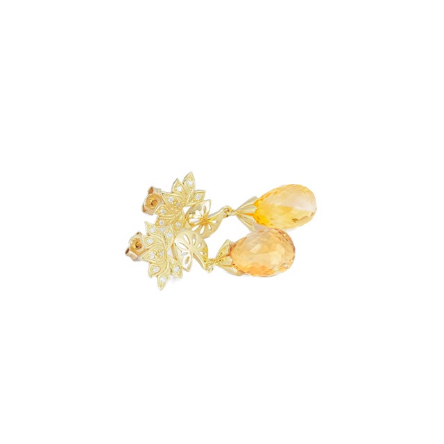 Modern Citrine Briolette 14k Gold Earrings Studs - 2 Pieces For Sale - Image 3 of 9
