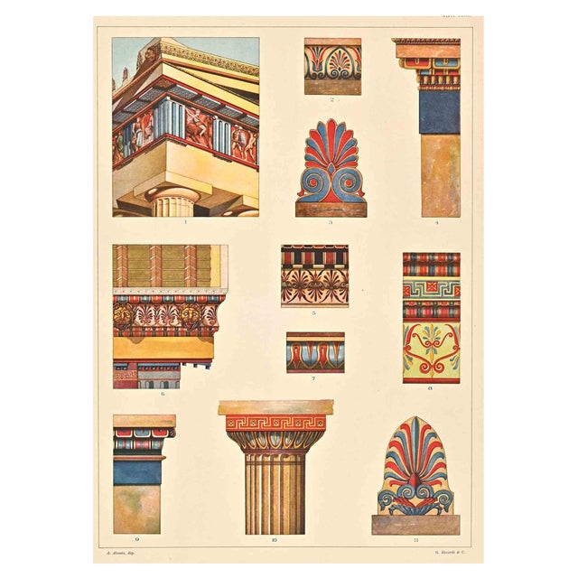 After A. Alessio, Decorative Motifs: Greek, Chromolithograph For Sale