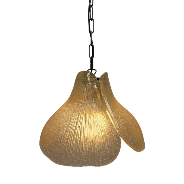 Pendant Lamp with Glass Leaves from Peill & Putzler, 1970s For Sale