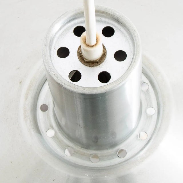 Mid Century Danish Modern Saucer Pendant Lamp in Sliver Finish Single Ceiling Light For Sale - Image 4 of 12