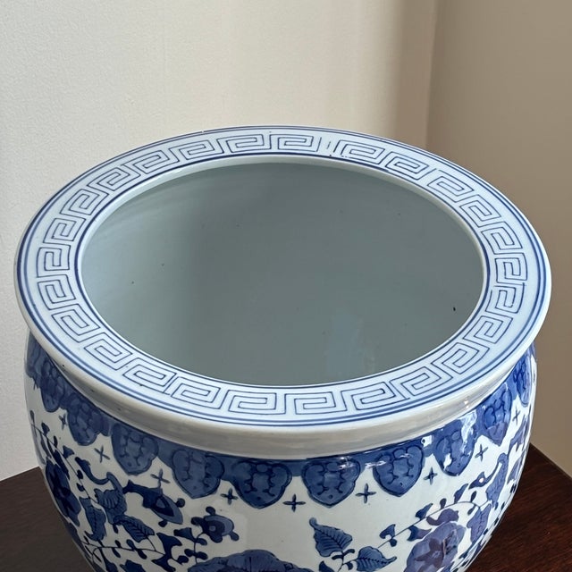 1980s Large Chinoiserie Fishbowl Style Porcelain Planter For Sale In Baltimore - Image 6 of 12
