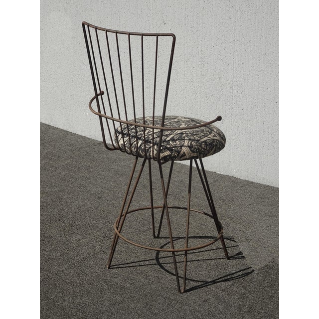 Black Vintage Mid Century Rustic Black Metal Vanity Side Chair For Sale - Image 8 of 12